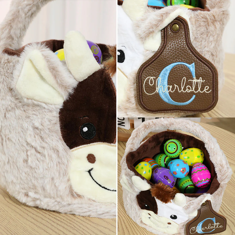 Custom Cow Basket with Leather Name Tag - Image 5