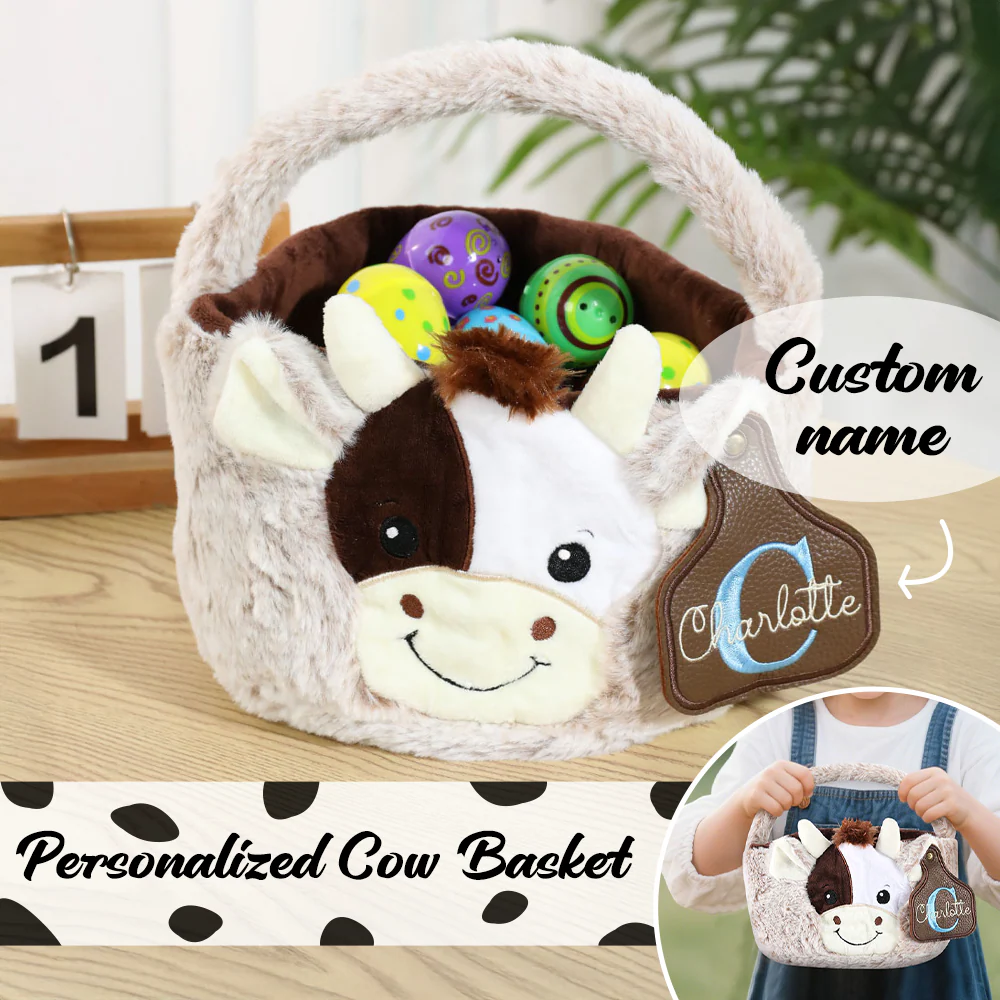 Custom Cow Basket with Leather Name Tag - Image 8
