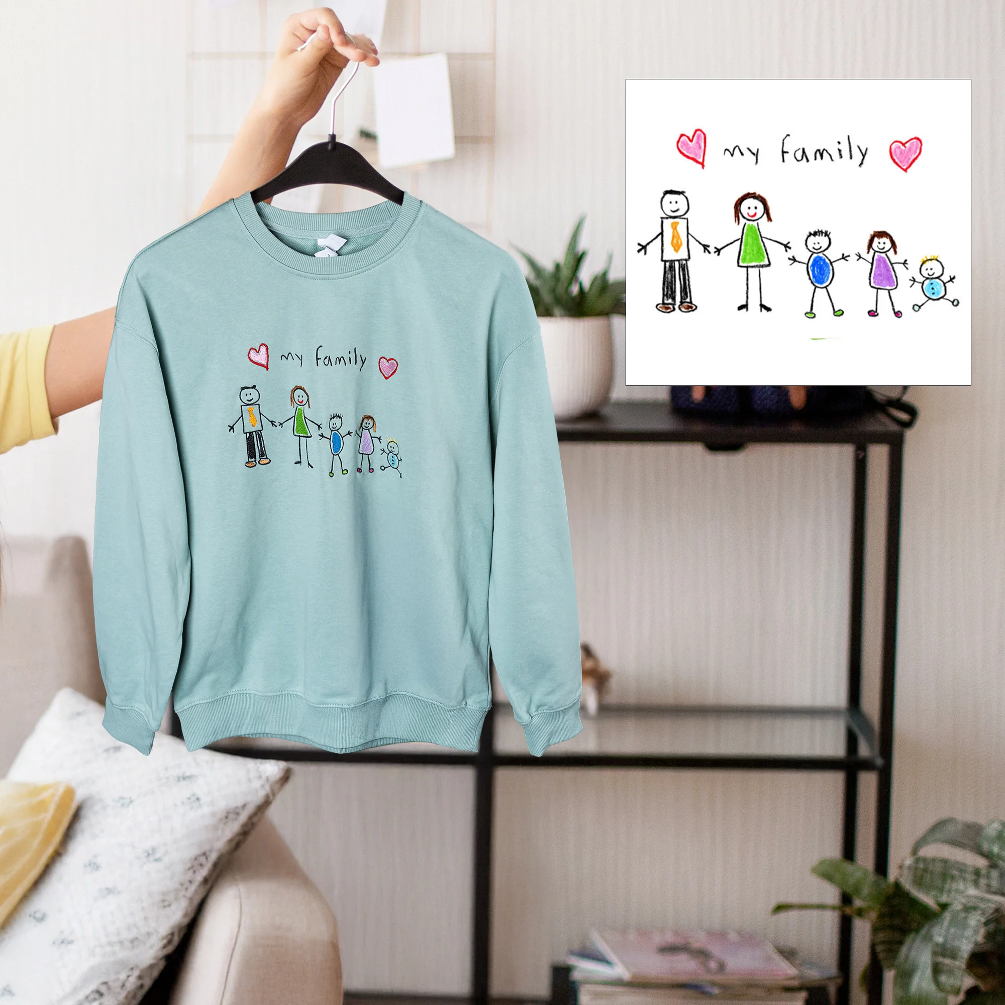 Custom Embroidered Kids Drawing Sweatshirt & T-shirt - Image 2