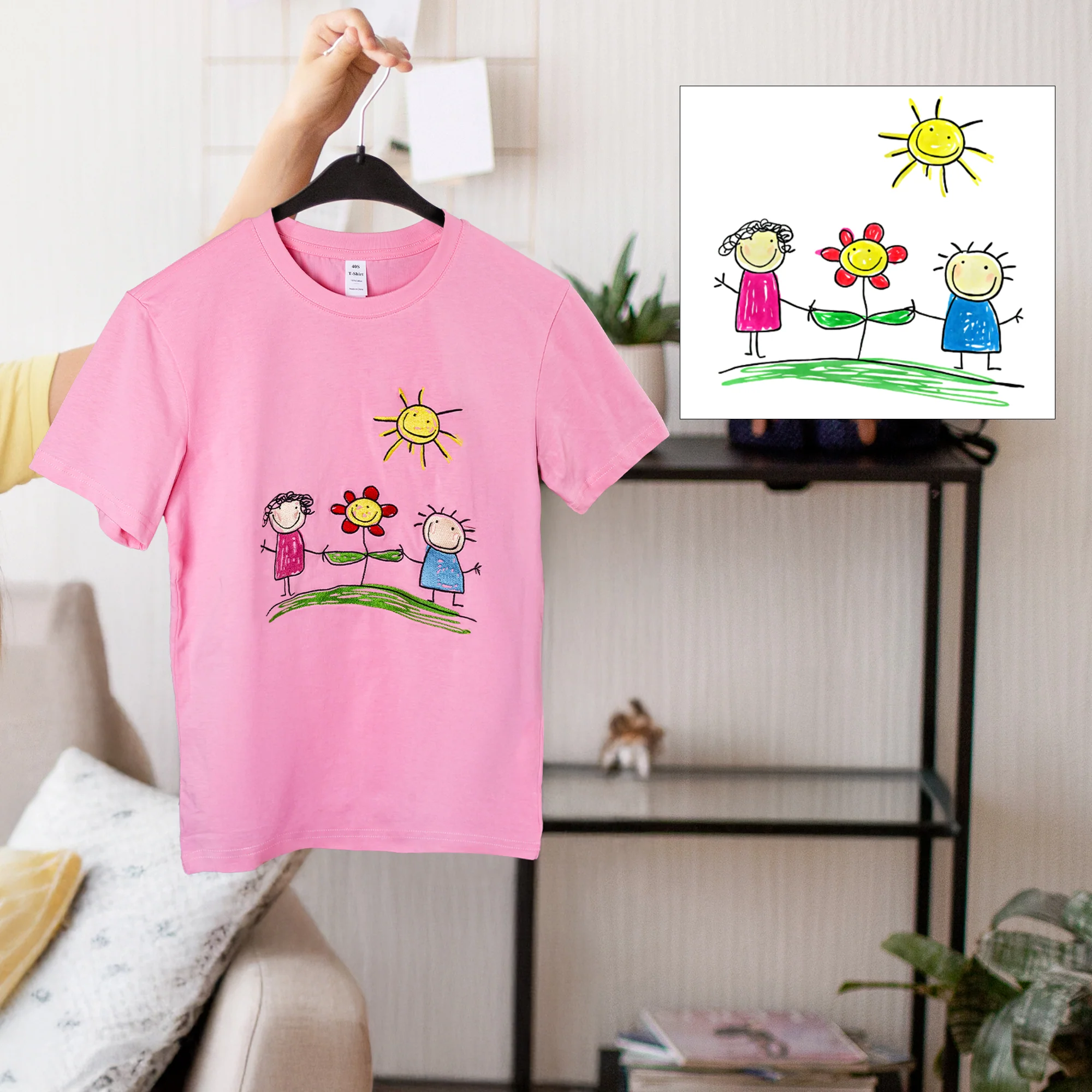 Custom Embroidered Kids Drawing Sweatshirt & T-shirt - Image 5